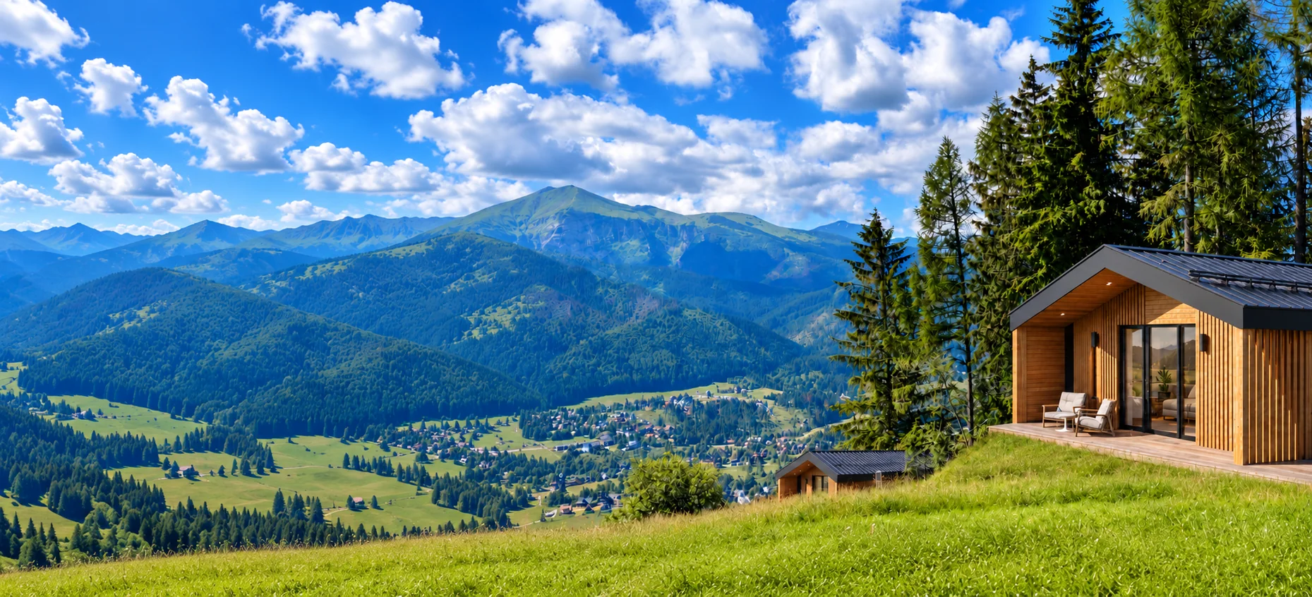 A cabin in an alpine valley